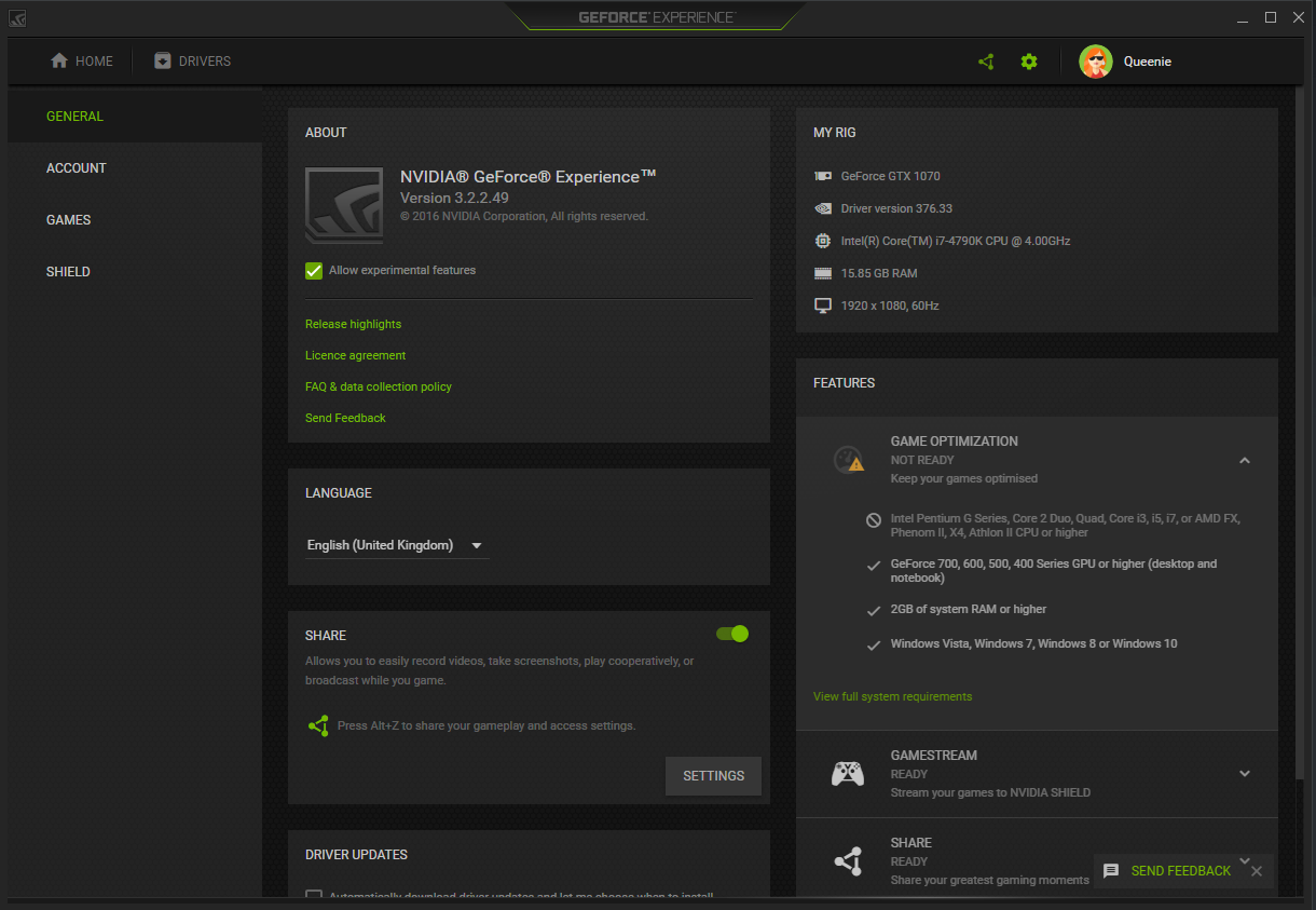 nvidia geforce experience preparing to install