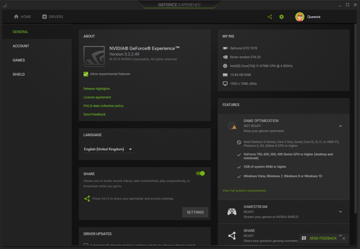 geforce experience cannot optimize