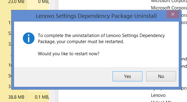 Properly Uninstall Lenovo Dependency Package