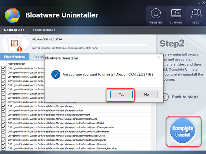 complete uninstall Alexion CRM