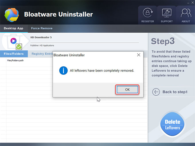 completely uninstall HD Downloader